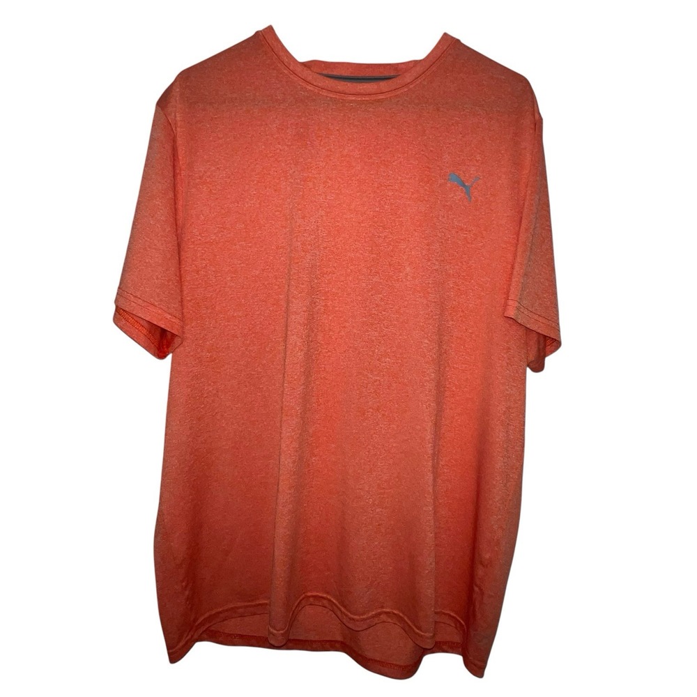 Puma Run Favorite Heather Crew Neck Short Sleeve Athletic TShirt Mens Orange XXL